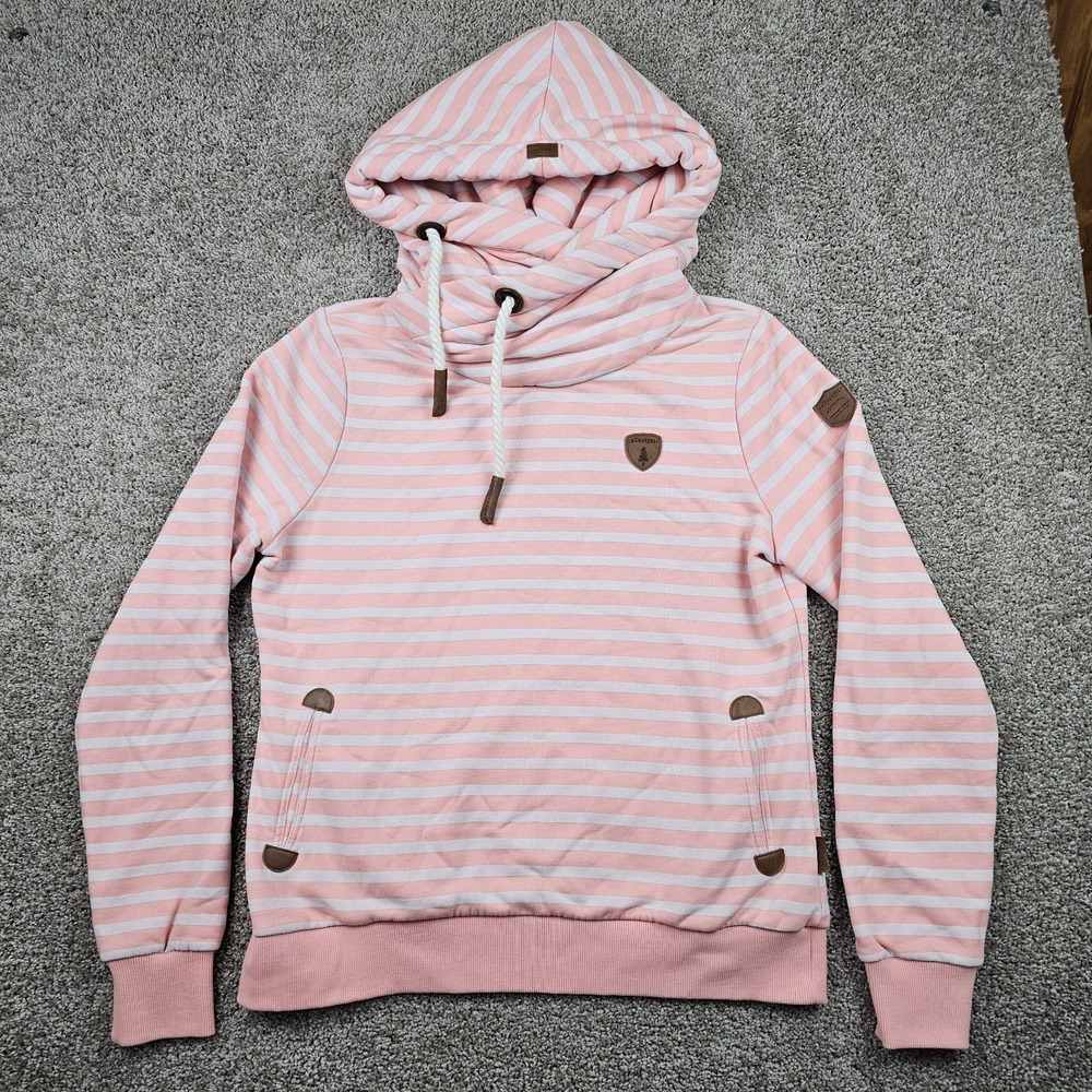 Wanakome Artemis Printed Peach Striped Hoodie Women's XL Cowl Neck